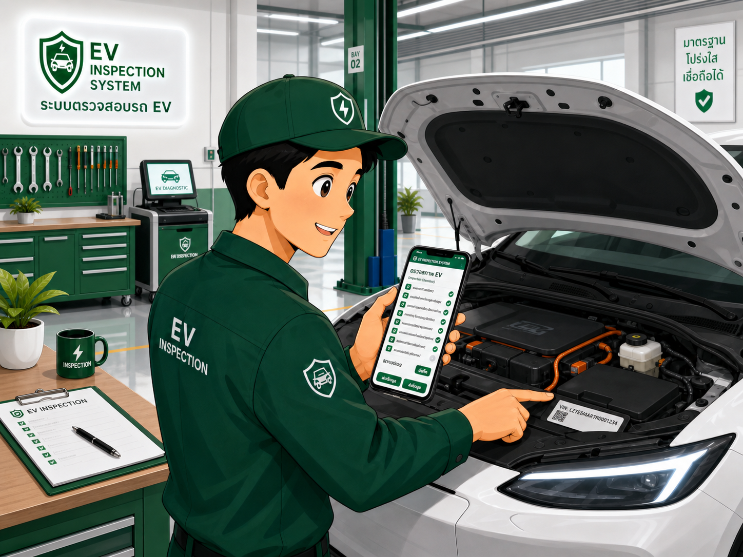 ระบบตรวจรถ EV | ระบบประเมินสภาพรถไฟฟ้าพร้อมออกใบเกรด