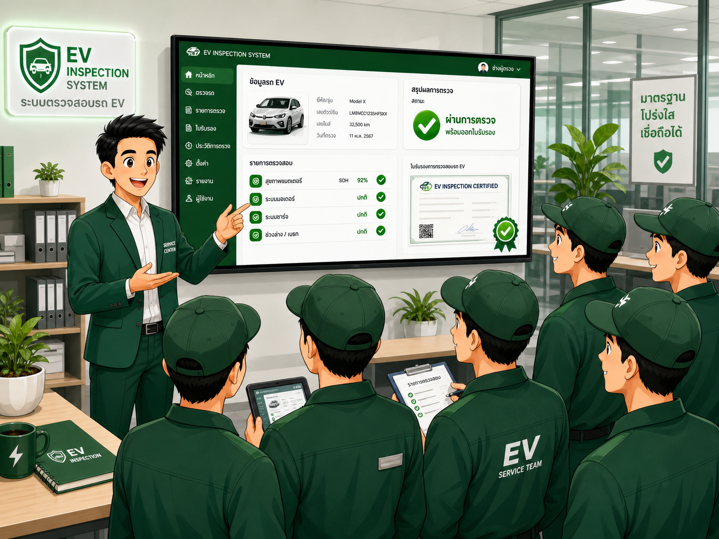 ระบบตรวจรถ EV | ระบบประเมินสภาพรถไฟฟ้าพร้อมออกใบเกรด