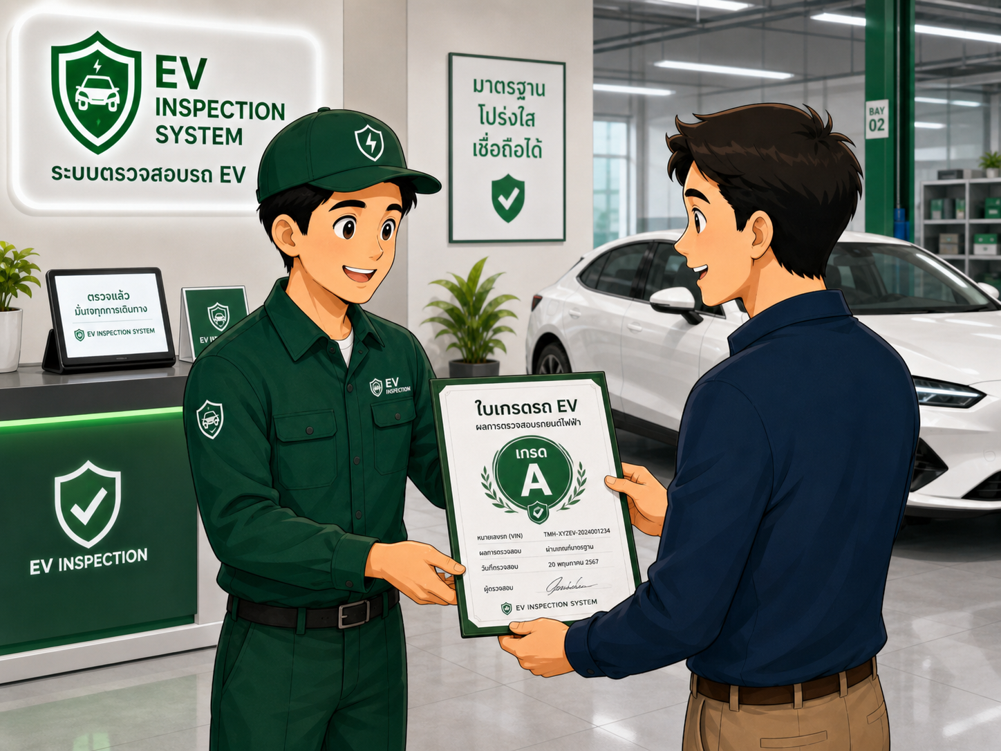 ระบบตรวจรถ EV | ระบบประเมินสภาพรถไฟฟ้าพร้อมออกใบเกรด