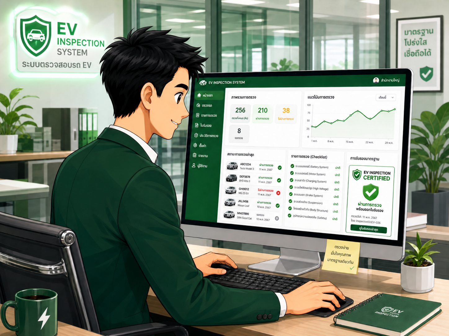 ระบบตรวจรถ EV | ระบบประเมินสภาพรถไฟฟ้าพร้อมออกใบเกรด